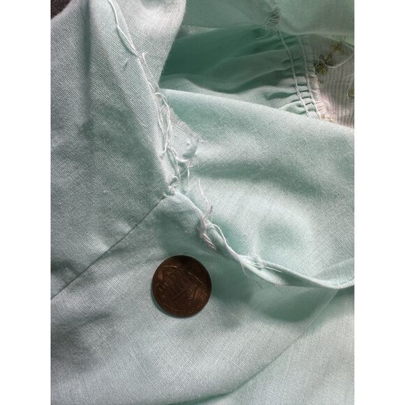 Vintage 60s Baby Blue Embroidered Floral Sleep Dress Night Gown size XL - Picture 11 of 11